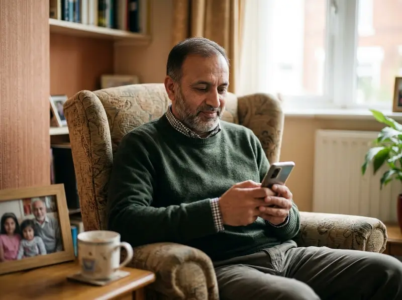 A Muslim father acting as wali and managing a marriage search on his phone